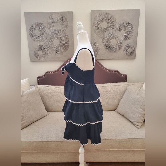 🌹 ONE AND ONLY 🌹 Tiered Front Tie Mini Dress - [Medium, Black] - Picture 6 of 13